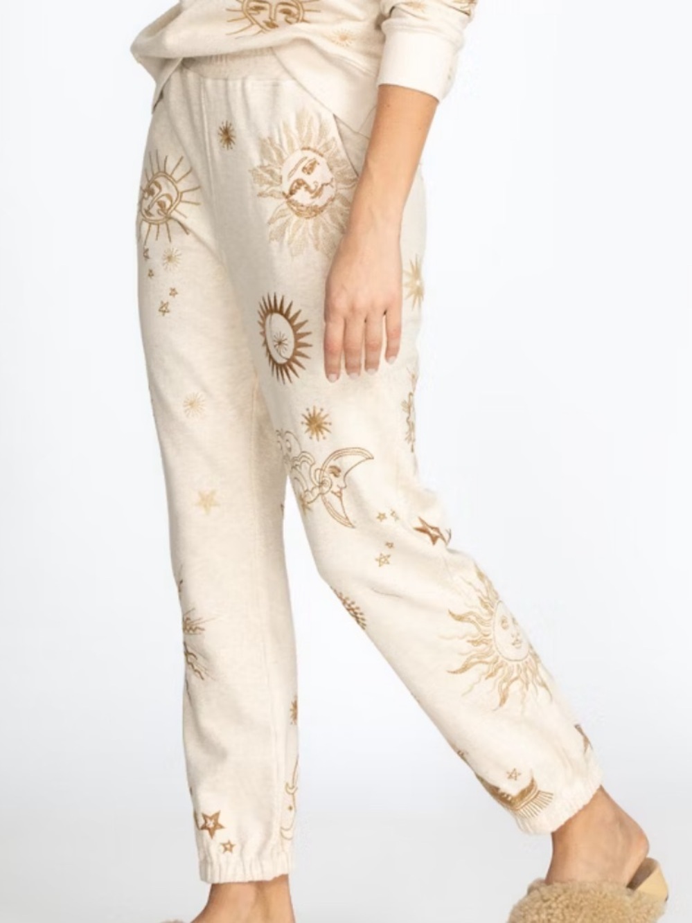 Johnny Was Lunata Modern Oatmeal Celestial Moon & Stars Jogger Pants SIZE XL - Picture 3 of 8